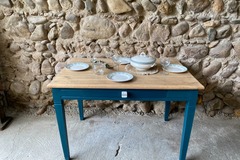 Vente avec paiement en ligne: Table de ferme bleu pétrole