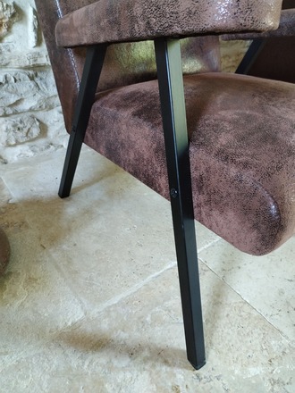 Fauteuil année 70's suédine imitation vieux cuir