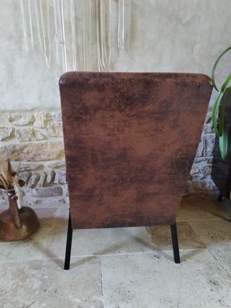 Fauteuil année 70's suédine imitation vieux cuir