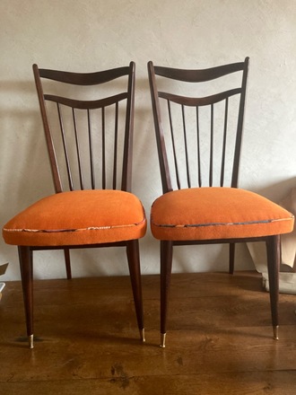 Paire de chaises vintage 60's orange