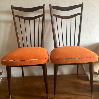 Vente avec paiement en ligne: Paire de chaises vintage 60's orange