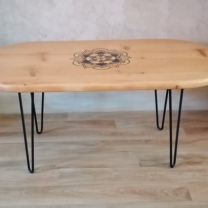 Vente avec paiement en ligne: Table basse "Arwen" pieds épingles noirs