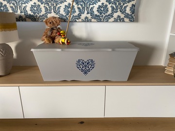 Vente avec paiement en ligne: Coffre à jouets gris et bleu Hampton