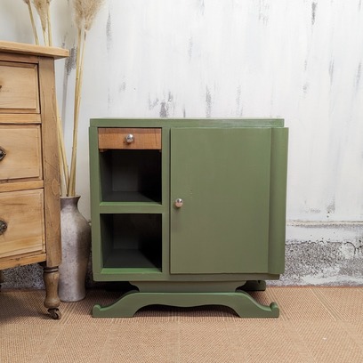 Vente avec paiement en ligne: Chevet art déco vert olive