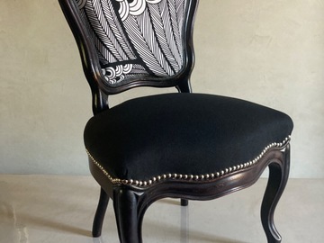 Vente avec paiement en ligne: Chaise baroque noire et blanche