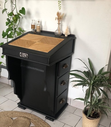 Secrétaire Davenport noir et bois