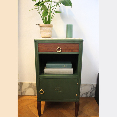 Vente avec paiement en ligne: Table de chevet Art Déco verte et bois