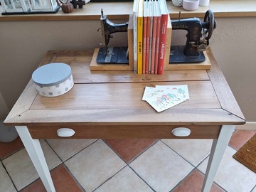 Vente avec paiement en ligne: Bureau/table de ferme bois et blanc