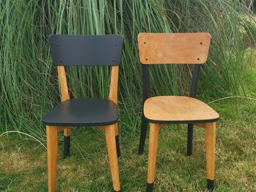 Vente avec paiement en ligne: Duo de chaises bretonnes noires et bois