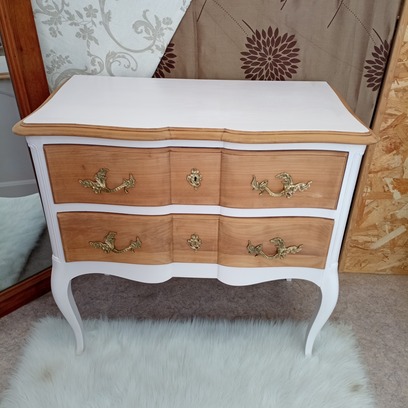 Vente avec paiement en ligne: Commode ancienne bois et blanche