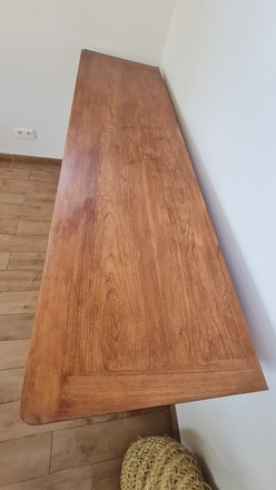 Buffet merisier 3 portes blanc, bois et doré