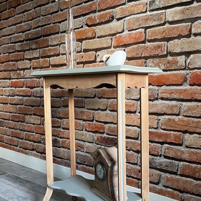 Vente avec paiement en ligne: Table d'appoint champêtre bois et vert sauge