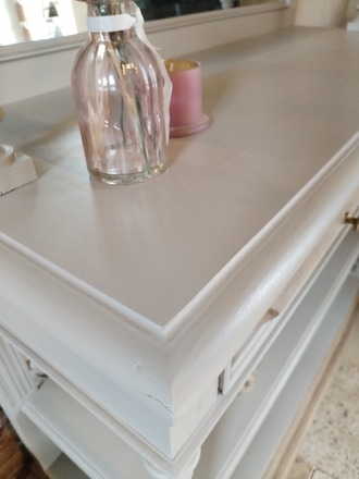 Buffet console style Henri II relookée beige marron clair