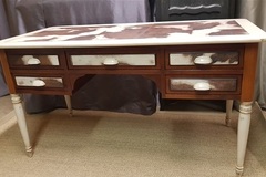 Vente avec paiement en ligne: Grand bureau 5 tiroirs imitation peau