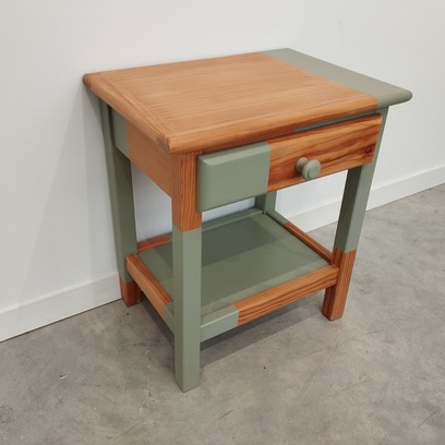 Vente avec paiement en ligne: Table de chevet Louise bois et vert luxembourg