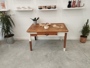 Vente avec paiement en ligne: Table basse de ferme bois et blanche, Constance