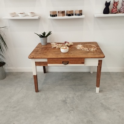 Vente avec paiement en ligne: Table basse de ferme bois et blanche, Constance