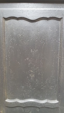 Bonnetière vintage, 1 porte, chêne peint en noir & patiné