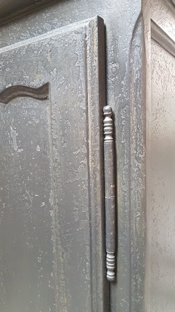 Bonnetière vintage, 1 porte, chêne peint en noir & patiné