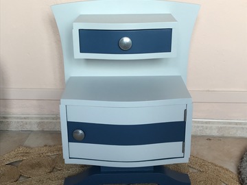 Vente avec paiement en ligne: Table de chevet Art Déco gris bleu