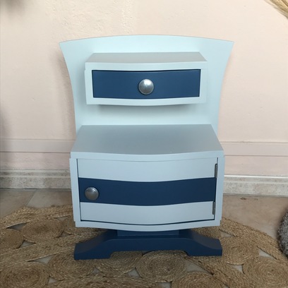 Vente avec paiement en ligne: Table de chevet Art Déco gris bleu