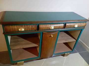 Vente avec paiement en ligne: Buffet vintage vert canard