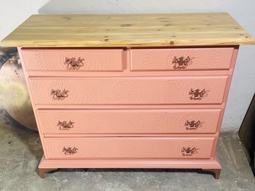 Vente avec paiement en ligne: Commode 5 tiroirs couleur « Pêche Cancan »