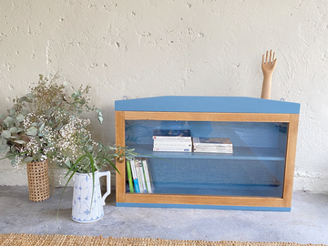 Vente avec paiement en ligne: Vitrine en bois bleu gris