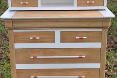 Vente avec paiement en ligne: Bureau/Secrétaire bois clair et blanc coton