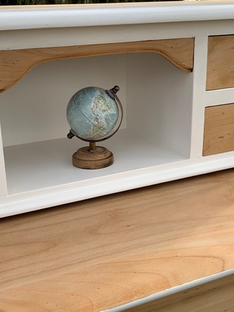 Bureau/Secrétaire bois clair et blanc coton