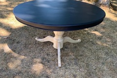 Vente avec paiement en ligne: Table de salle a manger ronde bois et noir queue de pie