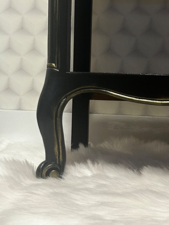 Table d’appoint noire et bois avec tablette rétractable