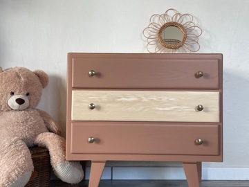 Vente avec paiement en ligne: Commode 3 tiroirs bois et praline SOFIA