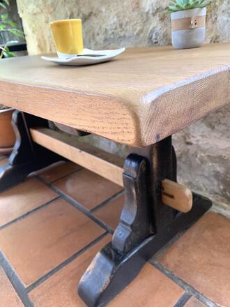 Table basse monastère bois et patine noire