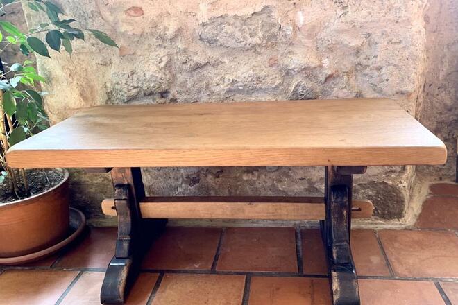 Table basse monastère bois et patine noire