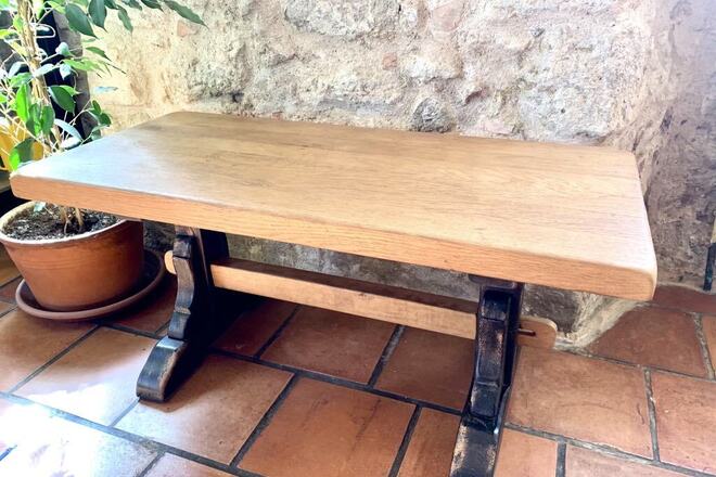 Table basse monastère bois et patine noire