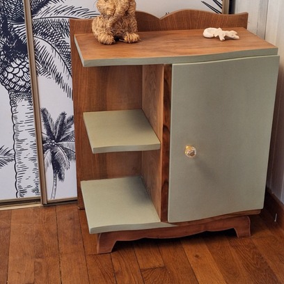 Vente avec paiement en ligne: Chevet art déco bois et vert 