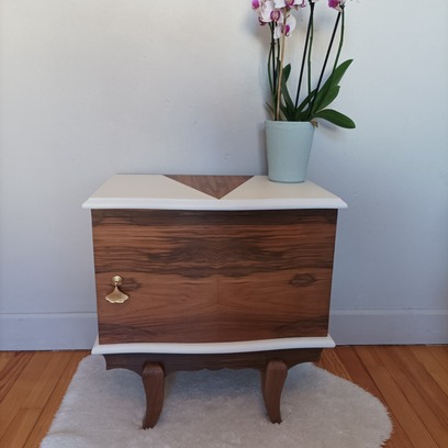 Vente avec paiement en ligne: Table de nuit ou d'appoint bois et blanc neige