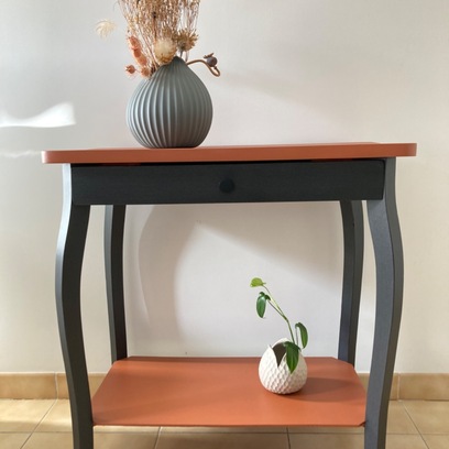 Vente avec paiement en ligne: Console / Desserte noir métallisé et Terracotta avec tiroir