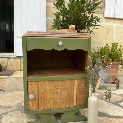 Vente avec paiement en ligne: Table de Chevet Paulette vert olive