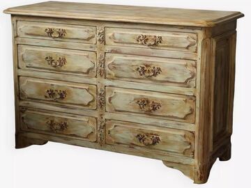 Vente avec paiement en ligne: Commode ancienne patinée beige