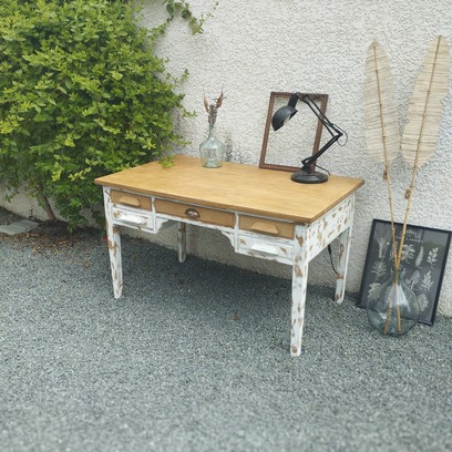 Vente avec paiement en ligne: Grand Bureau Vintage 70's patiné