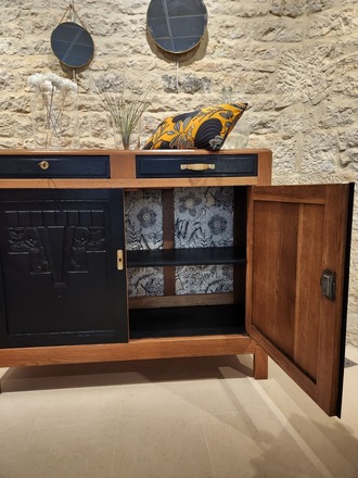 Buffet art déco relooké bois et noir