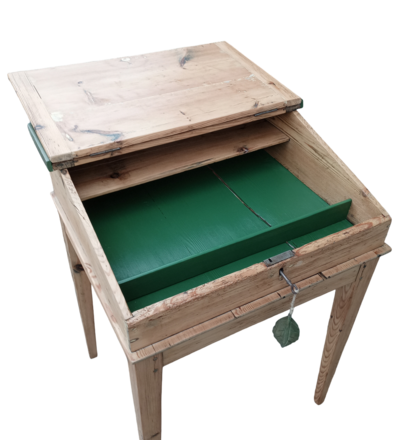 Pupitre/bureau vintage bois et vert 