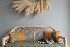 Vente avec paiement en ligne: Banquette rotin 2/3 places vintage