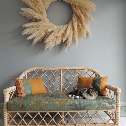 Vente avec paiement en ligne: Banquette rotin 2/3 places vintage
