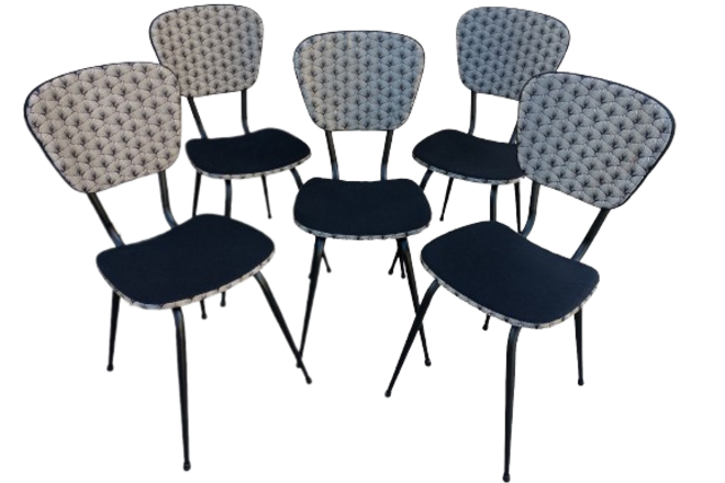 Lot de 5 chaises en formica 1950 revisitées
