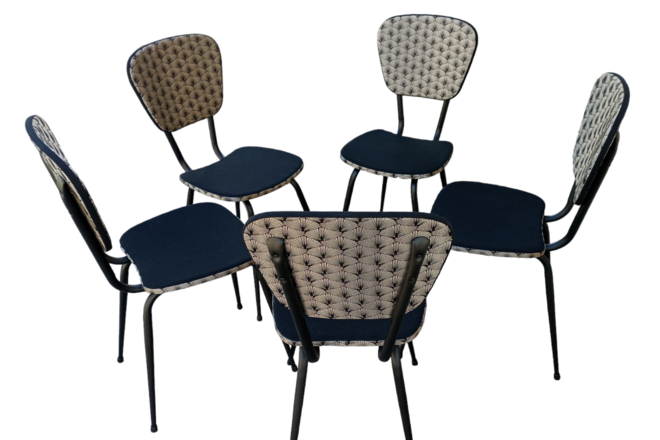 Lot de 5 chaises en formica 1950 revisitées