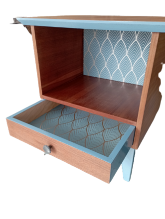 Chevet vintage à niche bleu horizon