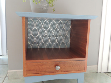 Vente avec paiement en ligne: Chevet vintage à niche bleu horizon